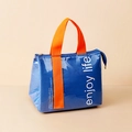 Insulated blue lunch bag with orange handles and white Enjoy Life inspirational quote - Blue Enjoy (Waterproof)