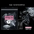 Soft gel PMMA nageltips maat 7, 21,38x9,06mm, 50 stuks transparante navulverpakking - OMC01-Maat 07 (50 Stuks Enkele Maat Navulling)