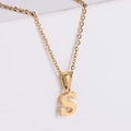 Minimalist 18k gold plated stainless steel necklace featuring letter S pendant - Letter S