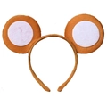 Detailed view of the orange plush animal ear headband with white circular accents - Orange