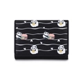 Mignon portefeuille court pliant noir en similicuir avec imprimé panda pour filles - Noir