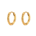 Pendientes de aro dorados de acero inoxidable con textura de superficie lunar irregular - Superficie Lunar Irregular-Dorado-15mm