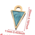 Golden triangle pendant with turquoise enamel and dimension labels 20mm x 11mm - Triangle-Blue