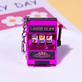 Miniature casino slot machine keychain in fuchsia fuchsia metallic finish for keys - Rose Red D-ring / Minimum Order Of 5 Pieces