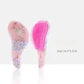 Pink glitter heart massage hairbrush with transparent handle and 14.5x5.5cm size - Small Pink Fashion Paris