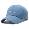 Grayish blue baseball cap with Memorie letter embroidery in premium twill cotton - Adjustable / Blue