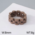 Industrial style 8mm watch band chain ring in brushed coffee finish for men and women - US 7 / Brown