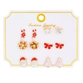 6-pair set of Christmas stud earrings featuring Santa, reindeer, and tree designs - Candy Cane and Santa Style (S157)