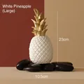 Nordic white pineapple decor with gold leaves, large size 23cm ceramic ornament - Large / White