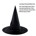 Klassischer schwarzer Hexenhut aus Gaze für Halloween, 36cm hoch mit 38cm Krempe - Schwarzer Hexenhut