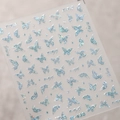 Pegatinas de uñas de mariposa 3D holográficas cian, modelo M-430, acabado metálico - Estilo de Mariposa Azul Cian Láser (M-430)