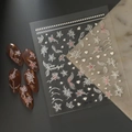 5D embossed floral nail art stickers with white 3D rhinestones and flower designs - White Floral Leaf Heart Style (CO-163)