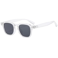 Occhiali da sole quadrati irregolari unisex con montatura trasparente e rivetti - Trasparente Lucido