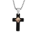 Collana a croce in titanio con intarsio in carbonio nero e stella in oro rosa - Stella Oro Rosa (KN282681-AQ) / Oro rosa