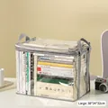 Large transparent PVC book storage bin with grey trim handles and zipper 38x24x32cm - Large / Gray