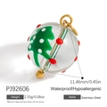 Stainless steel Christmas tree crystal ball pendant with gold loop for DIY jewelry - Christmas Tree White Dot Ball (PJ92606)