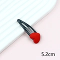 Molletta per capelli da 5,2cm in metallo nero con cuore rosso opaco su rosa - Fermaglio a Cuore Singolo da 5.2cm