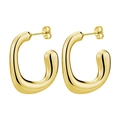 Minimalist thick oval hoop earrings in polished 18K gold plated hollow geometric design - Gold Irregular Heart
