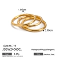 Waterproof 18k gold plated stainless steel interlocking triple ring for women - #6/7/8 / Three-in-one Link Ring Style (JDSW2406001-6) / Gold