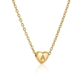 Collar dorado de acero inoxidable con colgante de corazón y grabado de letra A en blanco - Estilo Inicial A Corazón (A)