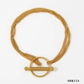 Collar dorado de capas en acero inoxidable con hebilla OT y colgante geométrico - Pulsera (SBK174) / Dorado