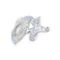 Blue whale ocean charm in S925 sterling silver with synthetic blue opal and zircons - Dolphin Opal Ring (BSC1015)