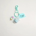 Detail of mint green milk tea charm and popsicle keychain with I'm stuck on you tag - Light Blue