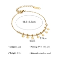 PVD 18K gold stainless steel beaded bracelet featuring evil eye charm and 16.5cm length - Gold Stainless Steel Fine Chain Bracelet (SB22101515)