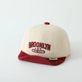 Toddler corduroy baseball cap in beige and burgundy with Brooklyn embroidery - 50cm (1-3 Years) / Brooklyn Style / Off White