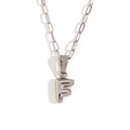 Silver tone paperclip chain necklace featuring a polished 3D bubble letter F pendant - Silver-F