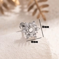 Zilveren sneeuwvlok oorsteker van staal met stenen en lege zetting, maat 10x10mm - 4MM Zetting Sneeuwvlok Lege Basis (Enkel Stuk) / Met Ronde Schijf Schroefstang (Accessoire 26)