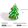 Christmas tree charm in stainless steel with green enamel and gold accents - Triple Layer Christmas Tree (PJ92610)