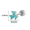 Silver stainless steel stud earring with three turquoise stones and screw ball back - 0178-5# Silver Blue
