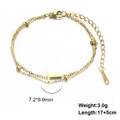 Double-layer gold stainless steel bracelet featuring round beads and a T letter pendant - Letter-T / Gold