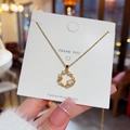 Goldene Titanstahl-Halskette mit Sternen, Planeten-Anhänger und Mondstein-Besatz - Planeten- und Sternendesign (X439) / 18K-Gold / Gold