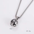Polished stainless steel necklace featuring a vintage style football pendant 19mm diameter - Retro Soccer Ball / 0.3*60cm Chain