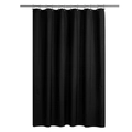 Solid black waterproof fabric shower curtain with silver metal rings and fabric texture - 90x180cm / Black