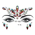 Detailed view of YT-163 iridescent AB face rhinestones set with waterdrop and round gems - Iridescent AB Teardrop Olive Style (YT-163)