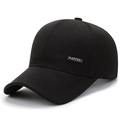 Cappello da baseball nero classico da uomo con etichetta con logo MAZTER bianca - Regolabile / Etichetta Lunga (MAZTER) / Nero