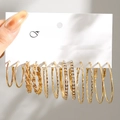 5614801-Gold 6 Pairs-Zirconia Luxury Hoops