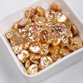 Perle in acrilico dorato cangiante a forma di cuore irregolare per creazione gioielli - 14*14mm / Oro champagne