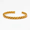 Minimalist twisted rope open bangle in polished gold-plated stainless steel for women - Gold Twisted Rope Style (KAS986)