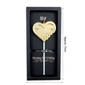 Golden heart love candle with pearl accent in a black gift box for birthday cakes - Gold Heart Pearl Candle (Love)