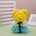 Tricolor PE foam rose bear in yellow white and blue with a black Just for you ribbon - 23CM Naked Bear (Without Box) / Emerald Green