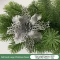 Fiore di stella di Natale artificiale glitterato argento per decoro natalizio - Argento