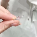 Adjustable S925 silver heart ring with pink zircon and twisted band for women - Silver Twisted Rope Heart Pink Zircon Open Ring