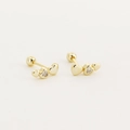 Golden S925 silver heart screw-back earrings with sparkling zircon gemstone inlay - 925 Silver / Gold