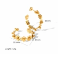 Französische Gänseblümchen Creolen aus vergoldetem Edelstahl mit Größenangaben - Goldene große Creolen mit 8 Blumen (TE6117-G)