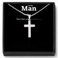 Silberne Kreuzkette für Männer mit emotionaler Grußkarte in schwarzer Geschenkbox - Halskette mit To My Man Kartenset 3