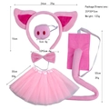 Plüsch Schweinchen Kostüm-Set mit Stirnband, Nase, Fliege, Tüllrock und Schwänzchen - Superweiches Glücksschwein 4er-Set (55cm Filzschwanz) + rosa Tutu